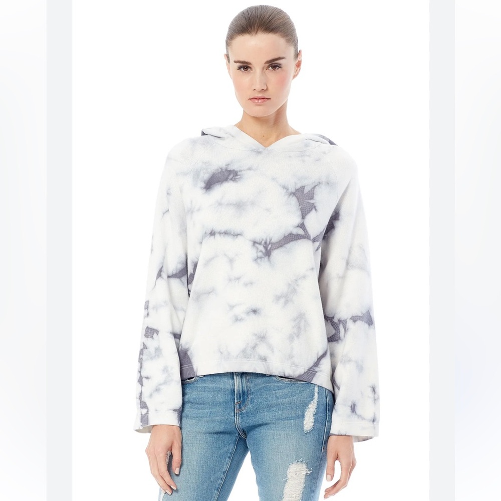 360 Cashmere - Radley Hooded Pullover in White/Indigo Tie Dye